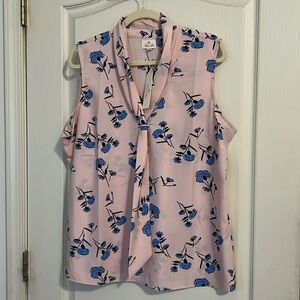 Pink with Blue Flowers. Sleeveless